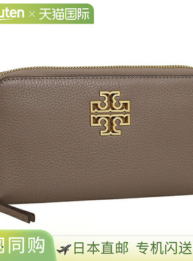 日本直邮Tory Burch 女士长款钱包皮革灰色Britten Zip Continent