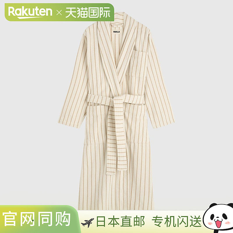 日本直邮TEKLA 浴袍无帽条纹毛巾布面料棉质有机棉经典品牌男女通