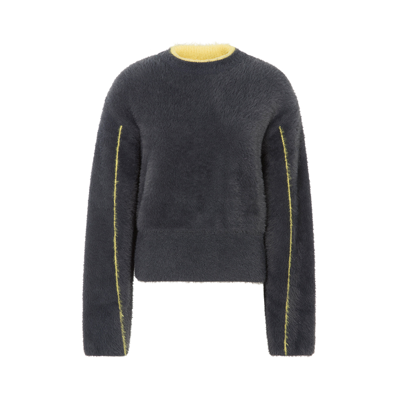 YCH  新款女士圆领长袖针织衫卫衣