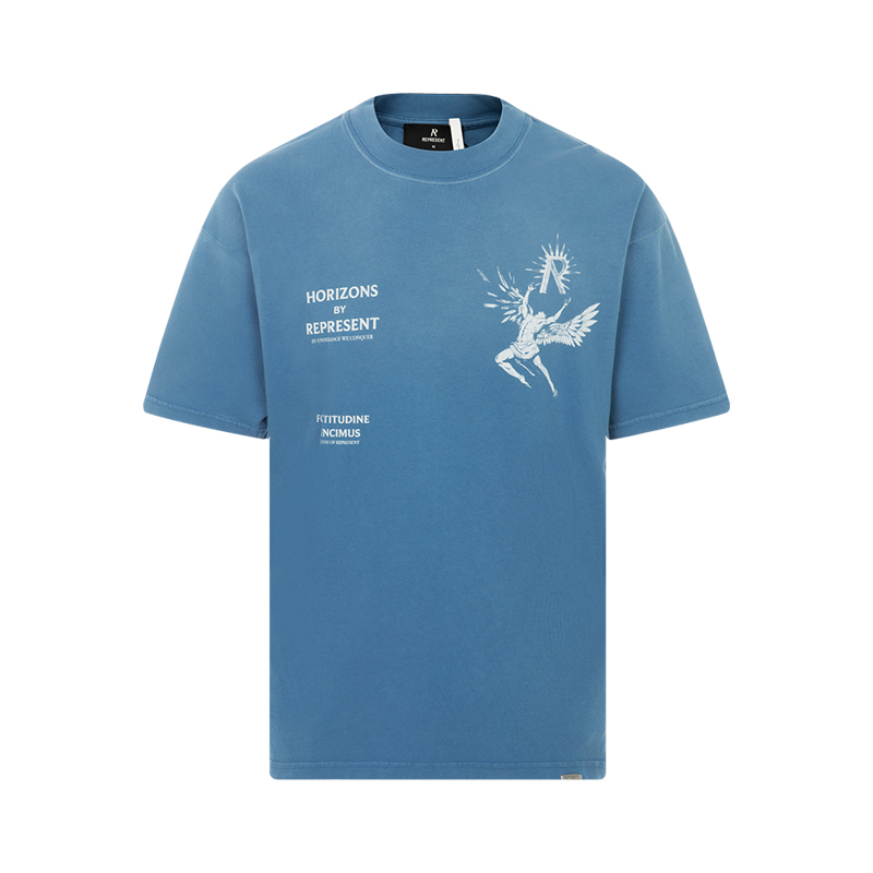 REPRESENT 棉质翼人印花高街水洗做旧男士休闲圆领短袖T恤