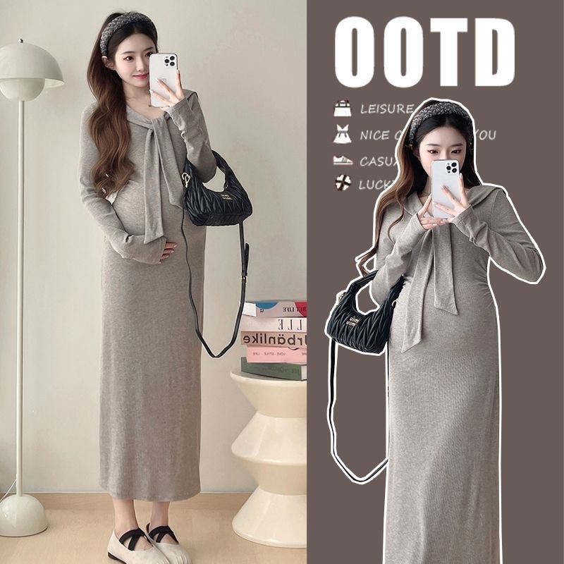 2025秋冬新款针织孕妇装连衣裙