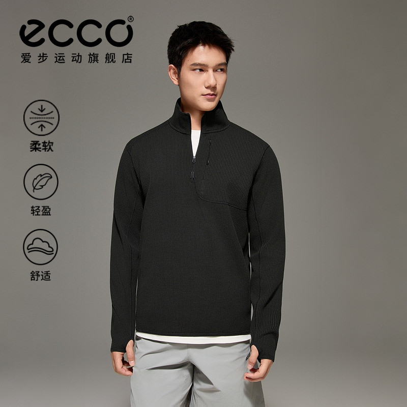 ECCO爱步华夫格长袖男26新简约休闲立领防晒厚款T恤男士ES261T032,户外/登山/野营/旅行用品,户外休闲衣,淘宝优惠券,粉丝福利购,淘宝优惠卷