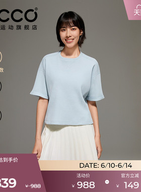 ECCO爱步华夫格T恤26简约时尚运动休闲圆领防晒短袖女士ES261T031