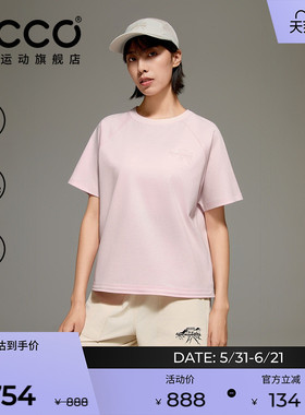 ECCO爱步 x 白山联名 2026春夏质感刺绣亲肤透气t恤女款EW261T005