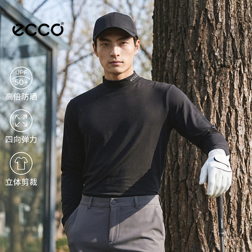 ECCO爱步高尔夫T恤 防晒弹力简约亲肤舒适男女同款长袖EG253T013