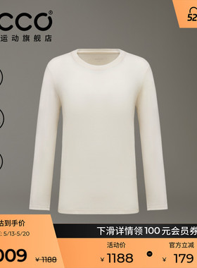 ECCO爱步长袖T恤女 26新款美利奴羊毛亲肤抗菌正肩打底ES261T028F
