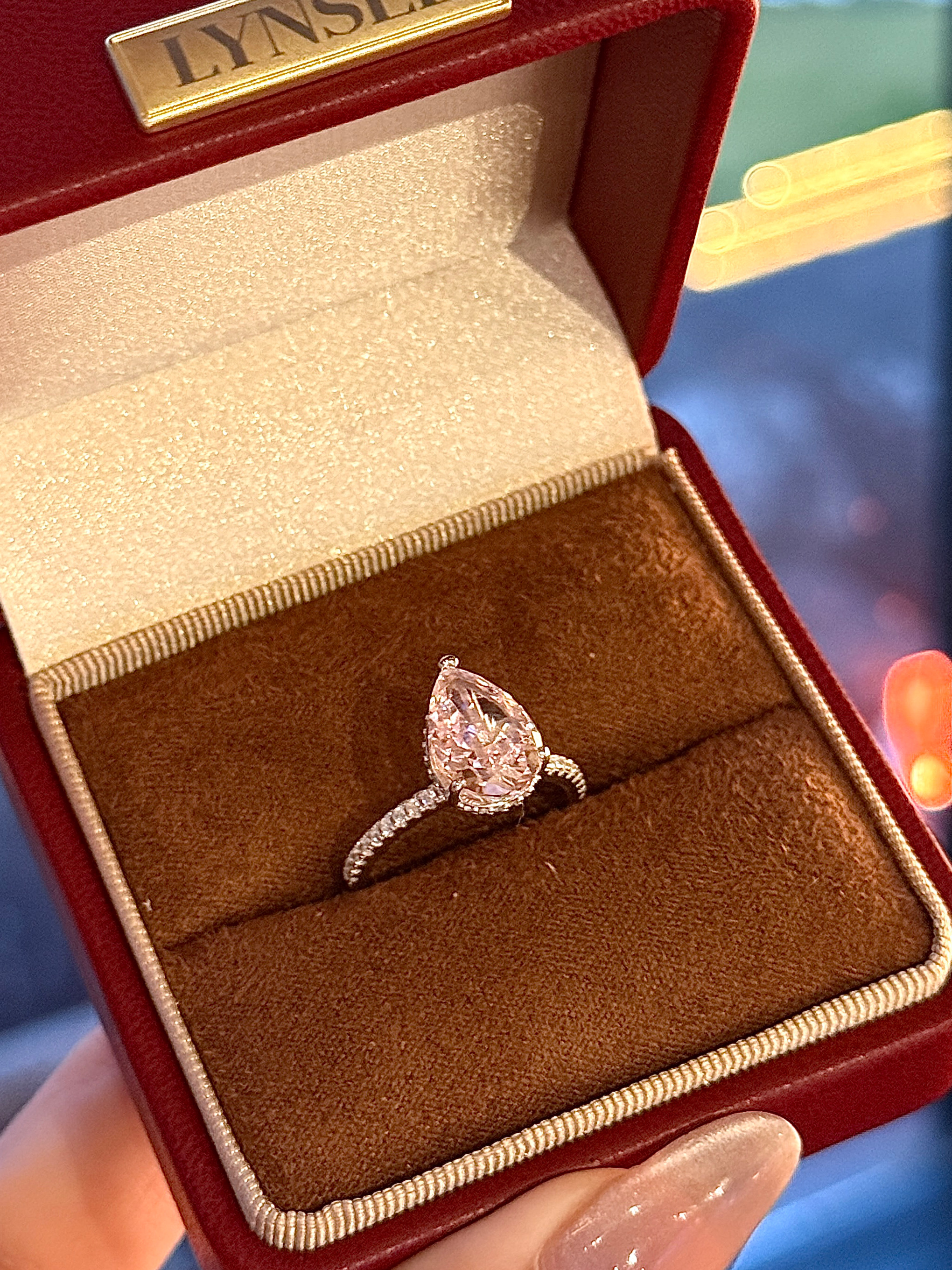 凌溪珠宝｜粉钻水滴锆石戒指S925纯银小众轻奢高级不撞款送礼首选