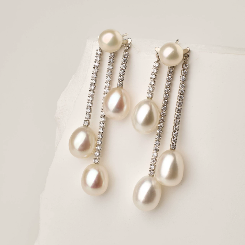 凌溪珠宝 | 法式温柔流苏珍珠耳环诸暨天然淡水珍珠小众设计高级