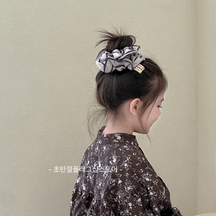 韩系条纹布艺高级感小女孩秋冬大肠发圈儿童发绳女童头绳皮筋头饰