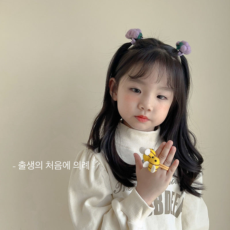 秋冬羊毛毡可爱儿童发圈哪吒头女童扎发头绳宝宝绑辫皮筋不伤发韩