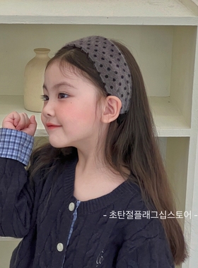 韩国灰色毛绒波点女孩宽边带齿防滑头箍儿童发箍女童碎发头饰秋冬