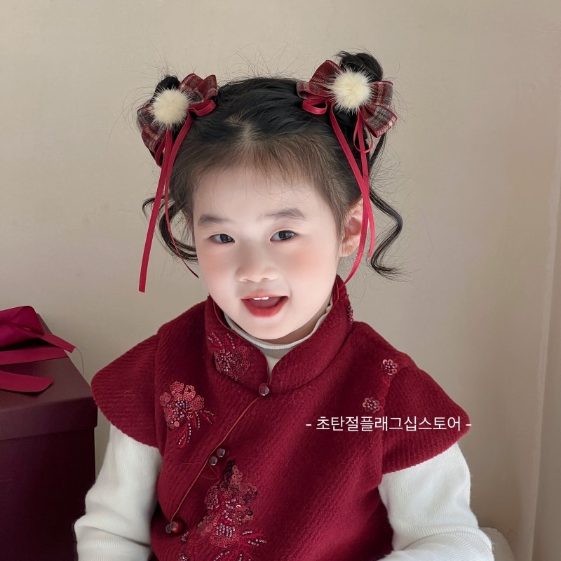 新年红色儿童蝴蝶结头饰长飘带毛绒球球国风汉服发夹女童过年发饰,童装/婴儿装/亲子装,发饰,淘宝优惠券,粉丝福利购,淘宝优惠卷