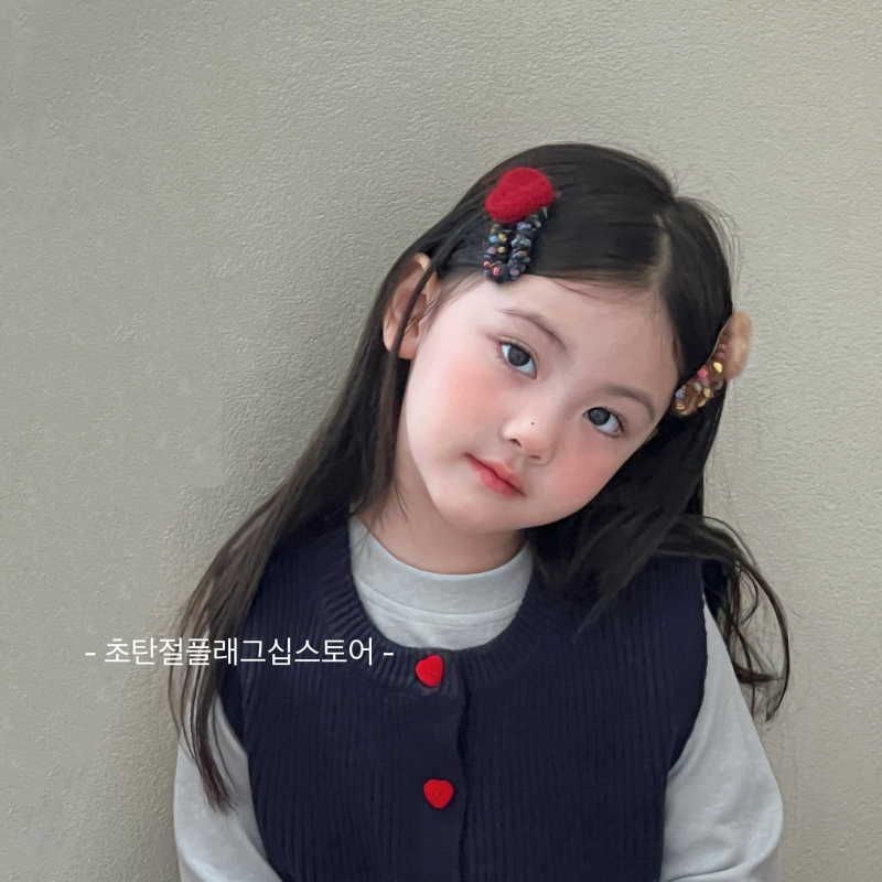 羊毛毡儿童爱心发夹小女孩刘海夹
