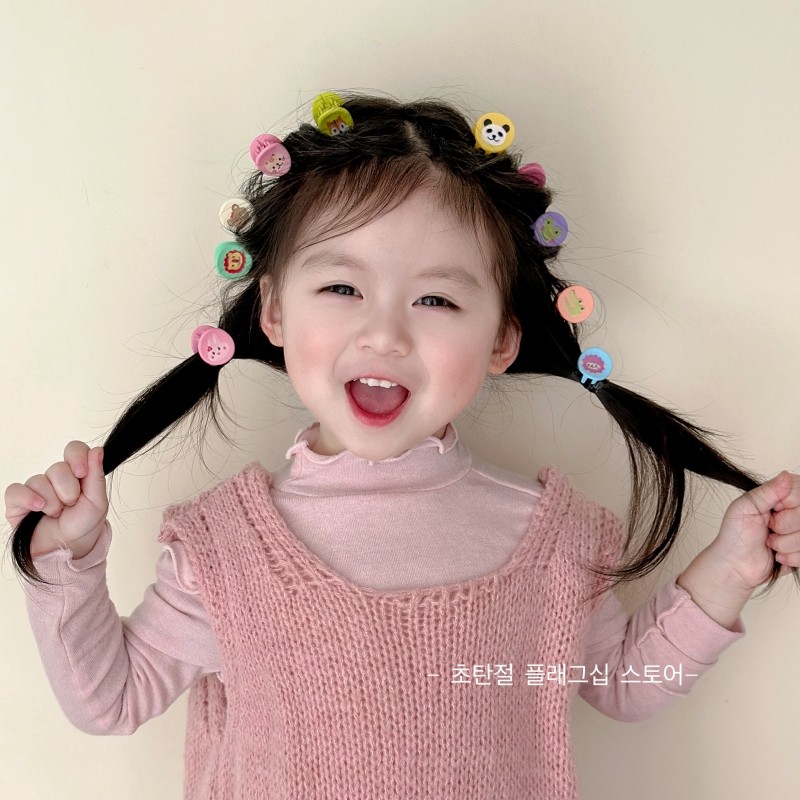 10个装~彩色儿童抓夹花朵发夹