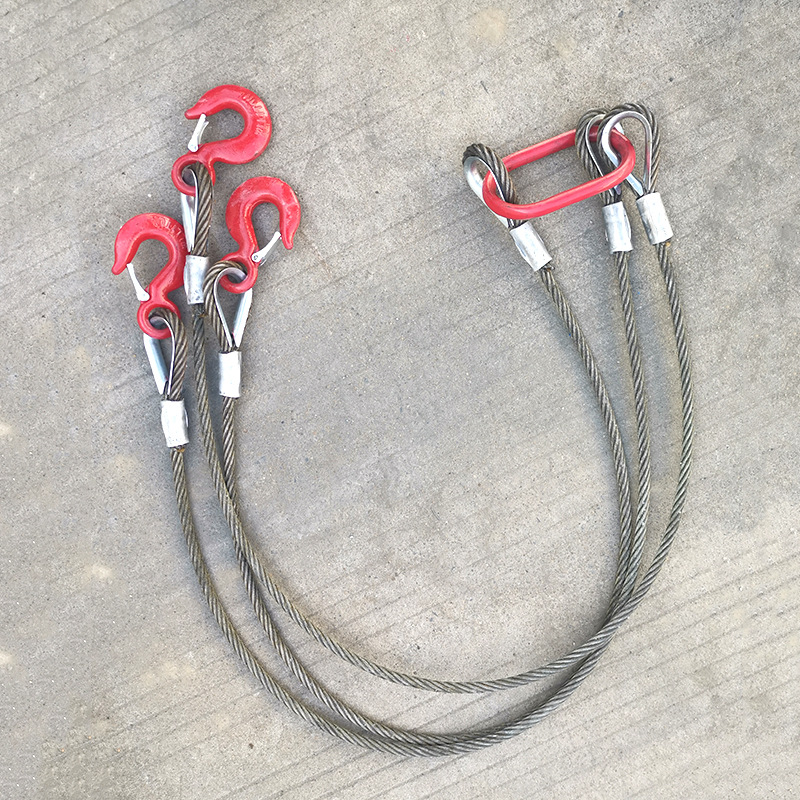 上新带钩钢丝绳吊索具压制钢丝绳组合吊具起重吊钩索具四腿钢丝绳