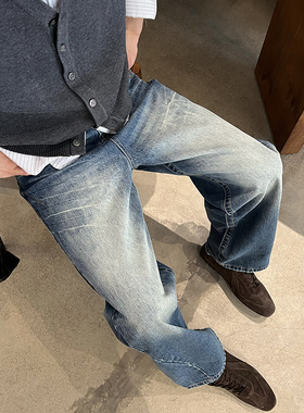 Nick Tian 高级感直筒牛仔裤长裤男秋季新款美式复古宽松休闲百搭