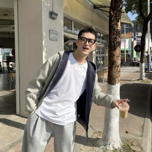 卫衣男韩版 Nick 双色加厚超厚开衫 秋冬新款 简约休闲宽松外套 Tian