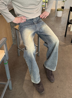 Nick Tian 复古水洗直筒牛仔裤男秋季新款韩系街头风宽松休闲百搭