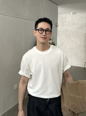 Nick Tian 基础款纯色打底衫短袖T恤男夏季新款休闲圆领简约上衣