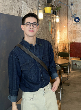 Nick Tian 牛仔衬衫长袖打底衬衣男秋季新款韩系极简风休闲高级感