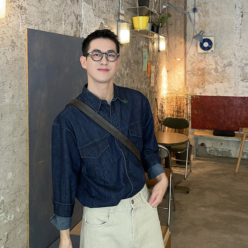 NickTIan牛仔衬衫长袖打底衫