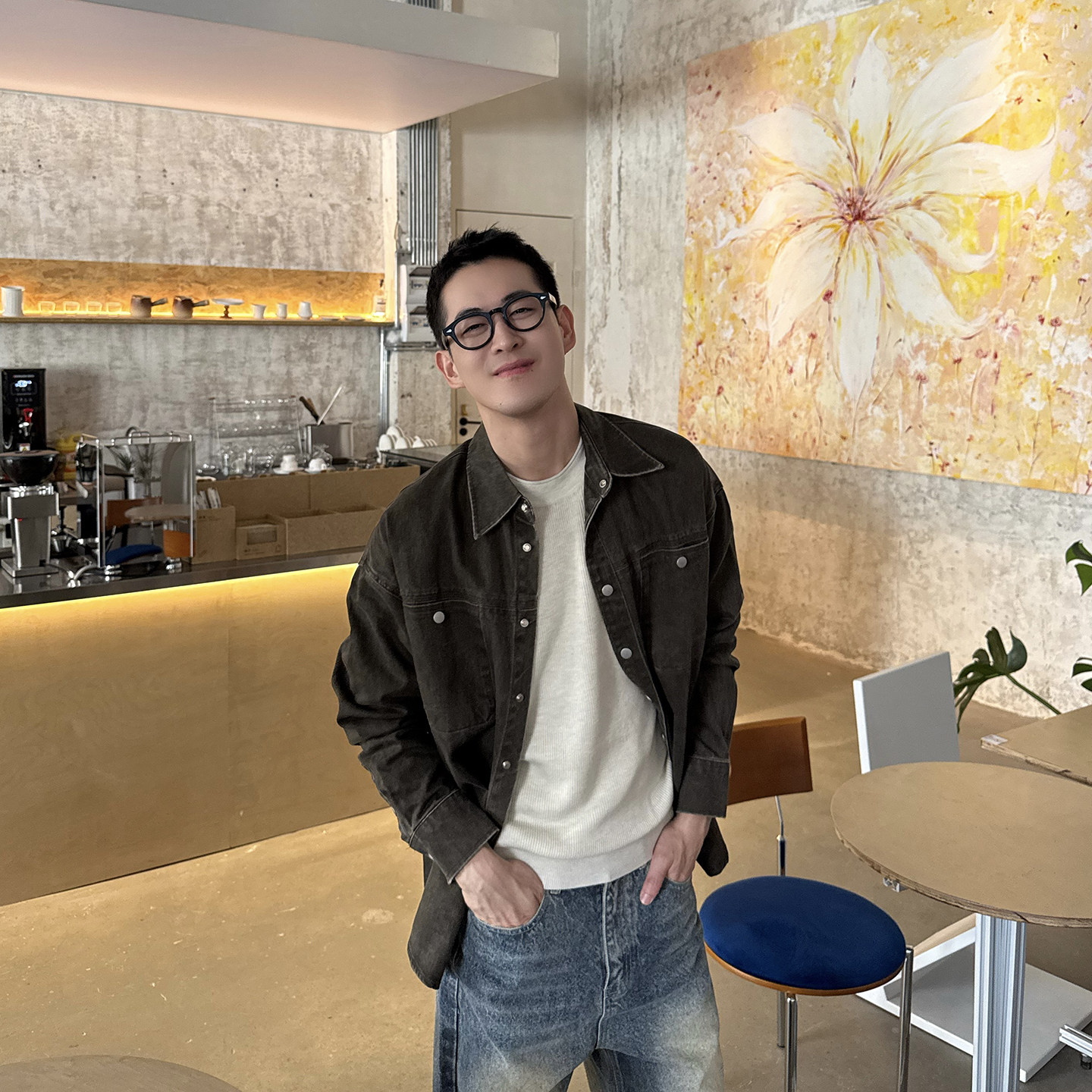 Nick Tian 秋冬韩系牛仔衬衫外套男新款长袖休闲宽松复古翻领上衣