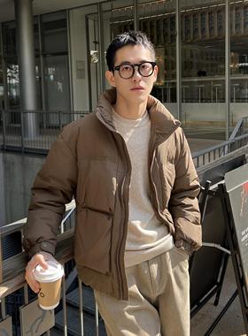 Nick Tian 秋冬新款80白鸭绒咖色羽绒服男休闲保暖无帽立领外套