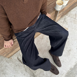 宽松休闲深色长裤 Nick 男新款 早春半松紧腰天丝直筒牛仔裤 子 Tian