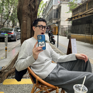 Tian 圆领打底衫 极简高级感纯色针织衫 新款 休闲毛衣 男秋冬季 Nick