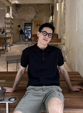 Nick Tian 薄冰丝亨利领polo短袖针织衫男夏季新款老钱风简约休闲