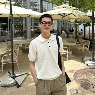 NickTian老钱风冰丝针织polo衫