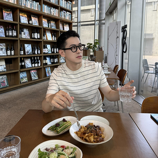 Nick Tian 极简老钱风细条纹冰丝针织短袖T恤男夏季新款小众休闲