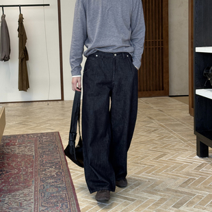 Tian 显瘦长裤 宽松休闲大直筒牛仔裤 深色阔腿裤 男秋冬新款 Nick