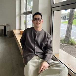 韩系宽松针织衫 Nick 男秋冬新款 纯色高级感圆领毛衣开衫 外套 Tian