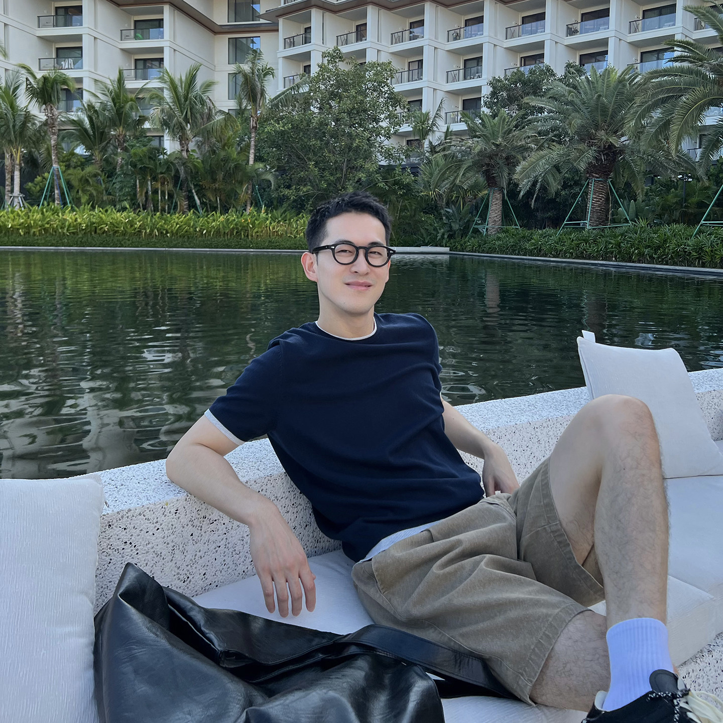 Nick Tian 老钱风假两件冰丝针织短袖夏季新款圆领简约宽松上衣