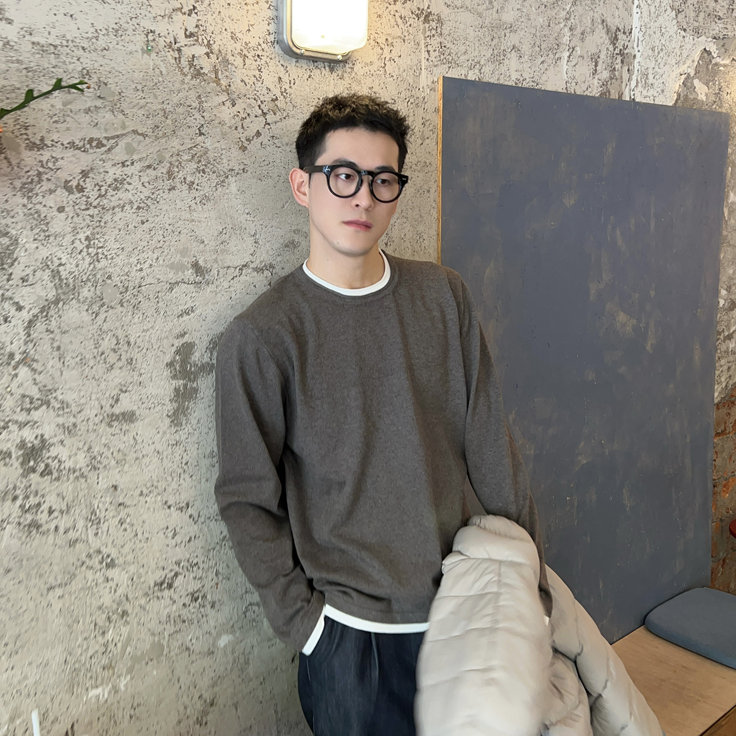 NickTian老钱风假两件针织衫