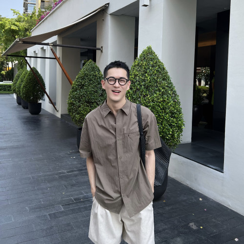NickTian纯色极简凉感短袖衬衫