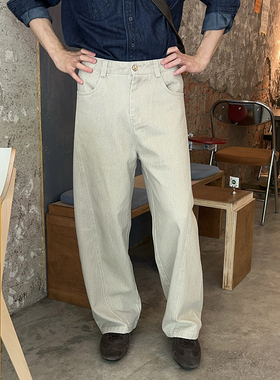 Nick Tian 极简纯色直筒牛仔裤男秋季新款韩系简约宽松休闲百搭