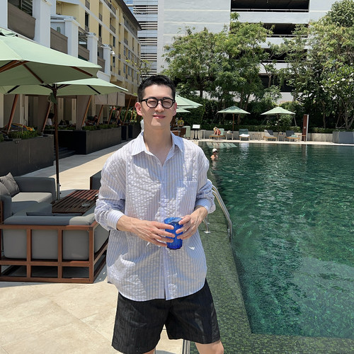 NickTian薄款垂感条纹长袖衬衫