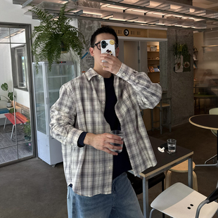 格子衬衫 基础款 男秋季 新款 衬衣 Nick 韩系慵懒风简约长袖 Tian