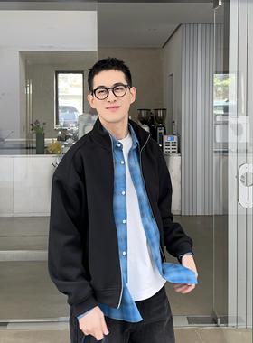 NIck Tian 春季新款韩版黑色拉链卫衣外套男生宽松百搭高级感上衣