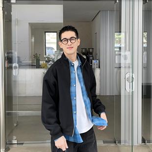 新款 NIck Tian 春季 黑色拉链卫衣外套男生宽松百搭高级感上衣 韩版