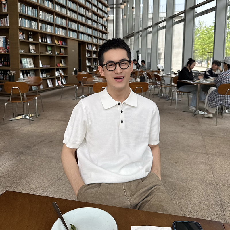 NickTian老钱风冰丝针织polo衫