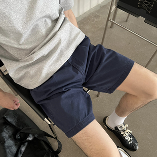 男夏季 休闲宽松水洗牛仔短裤 新款 深色直筒五分裤 Nick 中裤 Tian