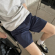 男夏季 休闲宽松水洗牛仔短裤 新款 深色直筒五分裤 Nick 中裤 Tian