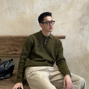 宽松休闲风百搭长袖 Nick 男早春新款 韩系翻领polo针织衫 毛衣 Tian