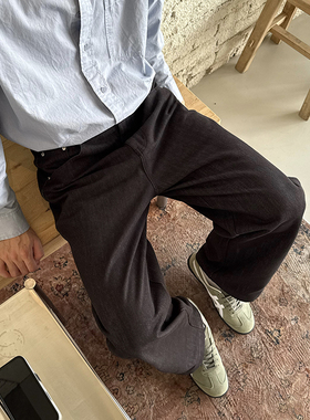 Nick Tian 厚款直筒黑色牛仔裤男秋冬新款韩版简约休闲宽松直筒