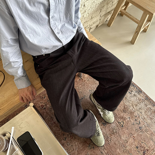 Tian 韩版 厚款 男秋冬新款 简约休闲宽松直筒 直筒黑色牛仔裤 Nick