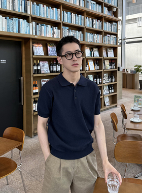 Nick Tian 华夫格肌理感纯色老钱风polo衫男款夏季新款简约休闲