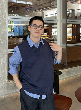 Nick Tian 毛衣马甲打底衫针织背心男秋季新款韩版简约宽松休闲